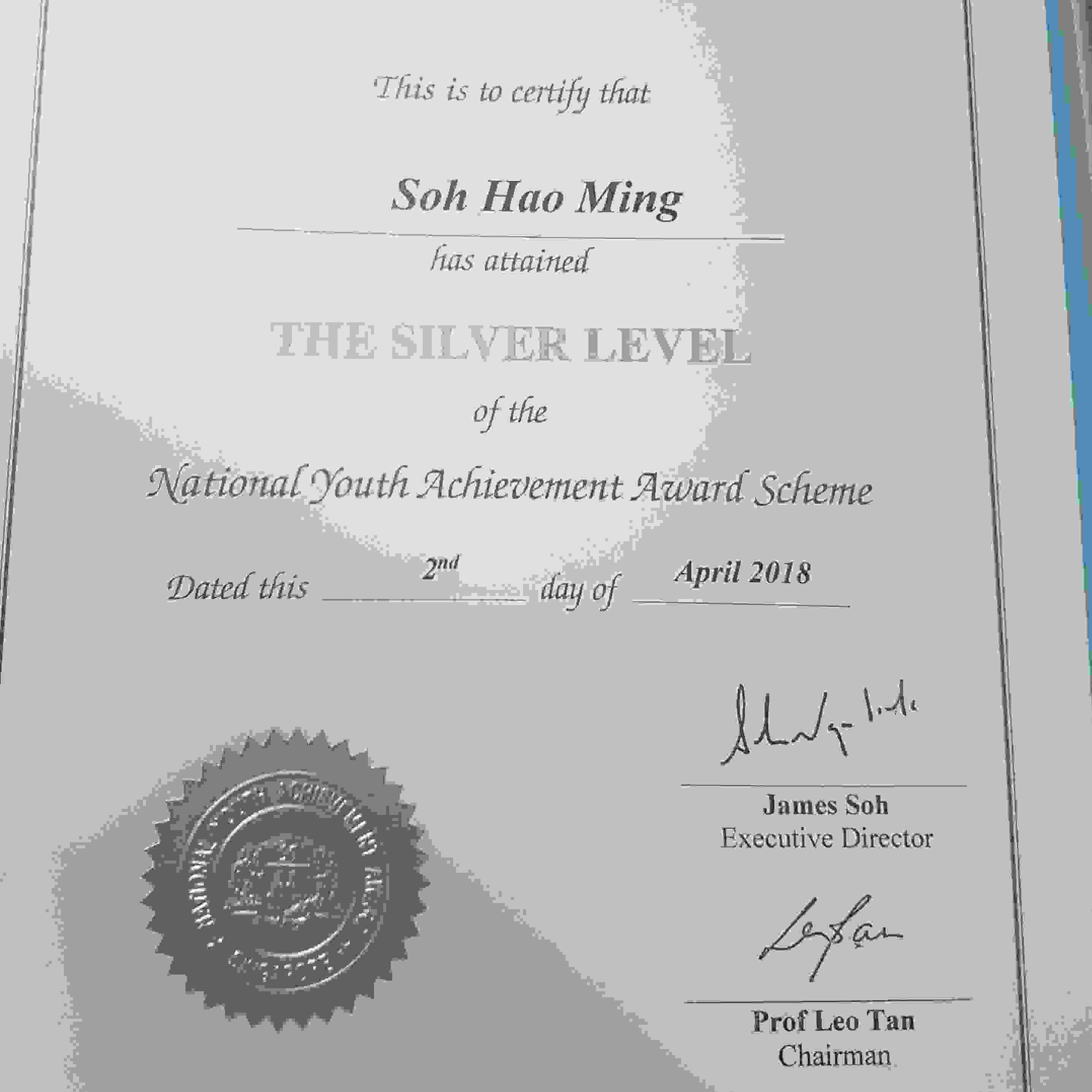 National Youth Achievement Award Silver